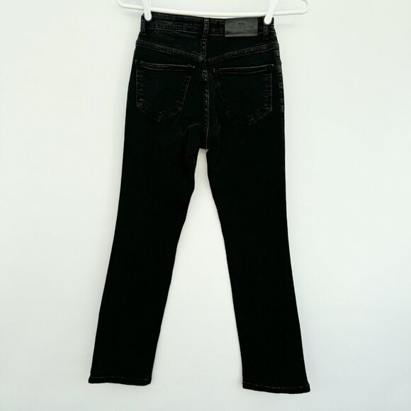 MANGO MNG organic cotton Straight Cropped Jandri Jeans black Mid Rise size 1 - Picture 2 of 12